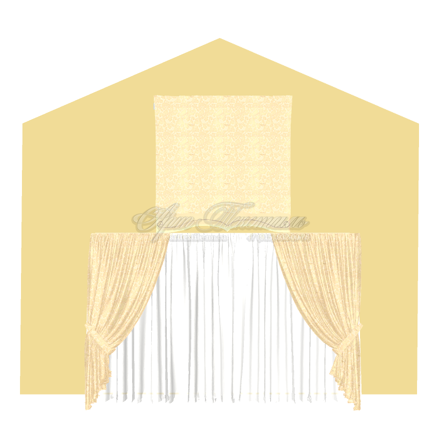 Римская штора с отделкой из шнура и шторы с подхватами
