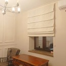 Каскадная римская шторы для кабинета из светлой рогожки