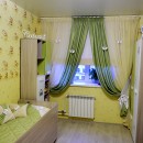 Шторы для детской комнаты, римские с декором "бантики" и покрывалом