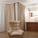 Шторы на кухню и гостиную с фиксированными складками на электрокарнизе